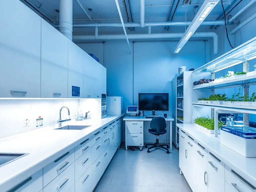 A professional scientific laboratory setting with modern equ